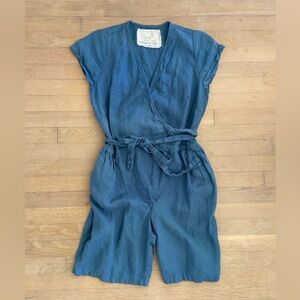 NotPERFECTLINEN Wrap Romper Indigo